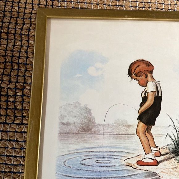 Vintage Pair of Georges Repon Framed Art Lithographs Naughty Children - Picture 6 of 16